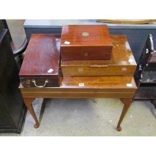 909 - TWO CUTLERY CASES AND TWO MAHOGANY BOXES