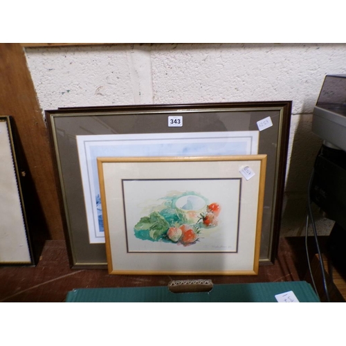 343 - TWO FRAMED PRINTS; STILL LIFE