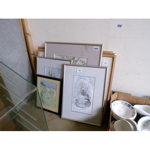 429 - QTY OF FRAMED WATERCOLOURS ETC