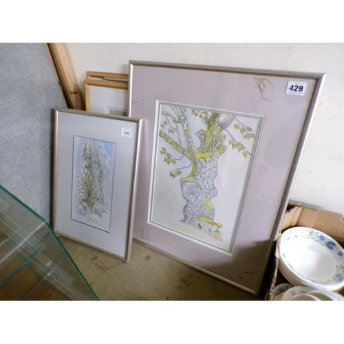 429 - QTY OF FRAMED WATERCOLOURS ETC