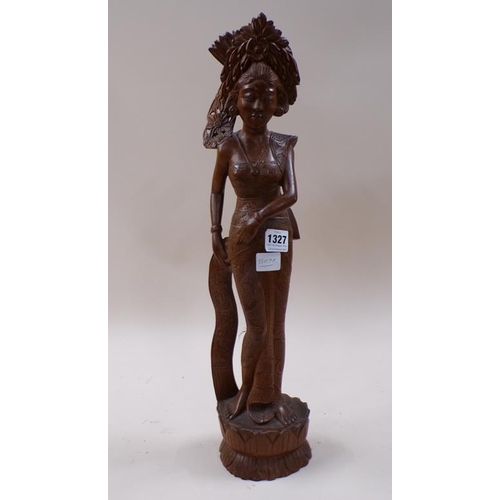 1327 - ORIENTAL CARVED FIGURE, 61CM H