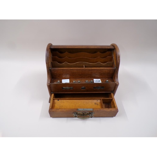 1332 - EARLY 20C TAMBOUR ROLL STATIONERY BOX WITH CALENDAR, 26CM H