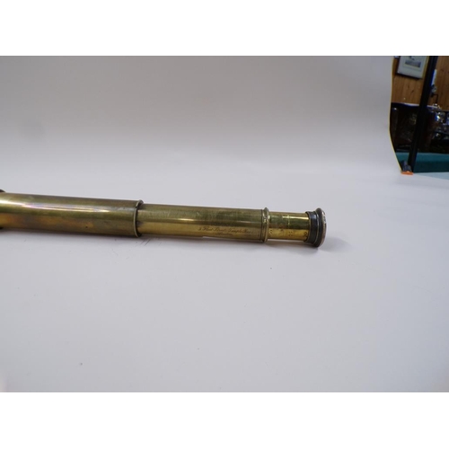 1339 - BRASS TELESCOPE, 22CM W CLOSED, SIGNED NEWTON & CO