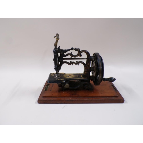 1348 - ANTIQUE SEWING MACHINE - JAMES G WEIRS, LONDON, CASE 27CM H