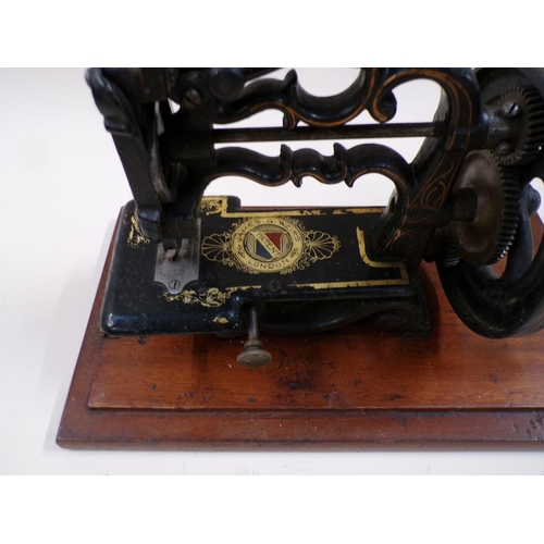 1348 - ANTIQUE SEWING MACHINE - JAMES G WEIRS, LONDON, CASE 27CM H