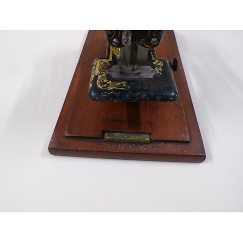 1348 - ANTIQUE SEWING MACHINE - JAMES G WEIRS, LONDON, CASE 27CM H