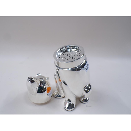 1357 - ART DECO STYLE CHROMIUM TYPE POLAR BEAR COCKTAIL SHAKER, 28CM H