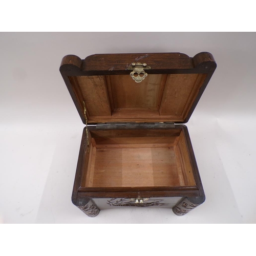 1466 - ORIENTAL CARVED JEWELLERY BOX, 22CM H