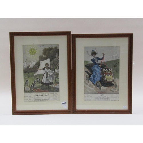 1265 - TWO FRAMED ADVERTISING PRINTS - SUNLIGHT SOAP & LUX