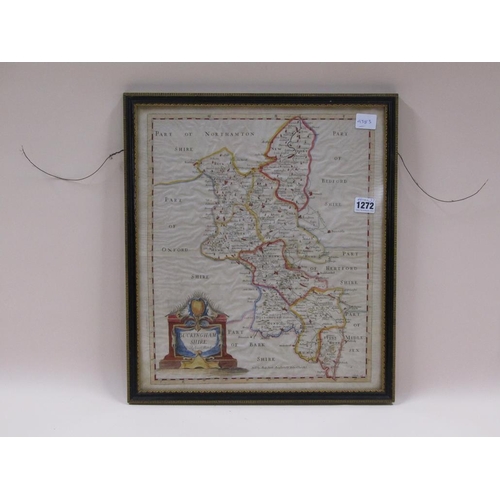 1272 - ROBERT MORDEN ANTIQUE MAP OF BUCKINGHAMSHIRE, F/G, 44CM X 37CM