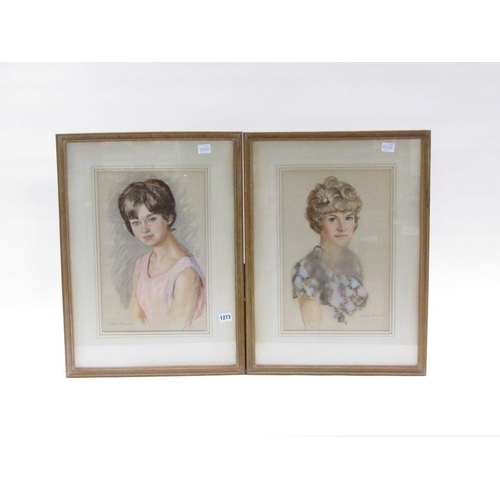 1273 - GRAHAME MERVYN 1966 - PORTRAITS OF TWO LADIES, PASTELS, F/G, EACH 41CM X 27CM