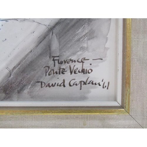 1277 - DAVID CAPLAN 61 - FLORENCE PONTE BECHIO, WATERCOLOUR, F/G, 31CM X 51CM