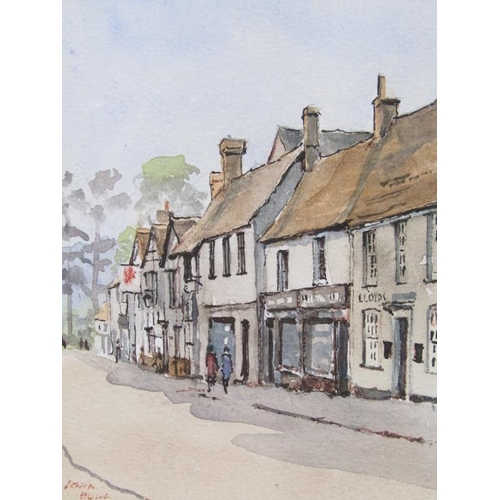 1283 - JOHN HULL - TWO WENDOVER HIGH STREET WATERCOLOURS, SIGNED, F/G, APPROX 9CM X 13CM