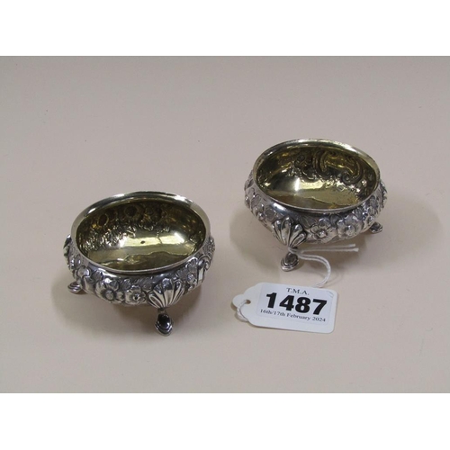 1487 - PAIR OF JESSIAH WILLIAMS AND CO VICTORIAN SILVER SALTS, DATED LONDON 1885