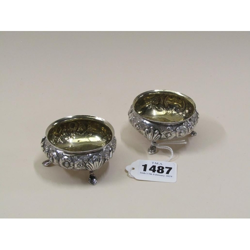 1487 - PAIR OF JESSIAH WILLIAMS AND CO VICTORIAN SILVER SALTS, DATED LONDON 1885