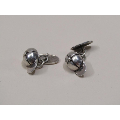 1488 - PAIR OF STERLING SILVER JOCKEY CAP CUFFLINKS