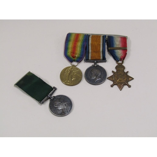 1493 - FIRST WORLD WAR BAR OF THREE MEDALS PRESENTED TO 8535-A CORP. S GOODLIFFE, THE WELSH R AND A VICTORI... 