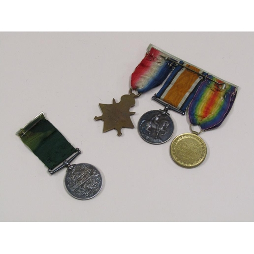 1493 - FIRST WORLD WAR BAR OF THREE MEDALS PRESENTED TO 8535-A CORP. S GOODLIFFE, THE WELSH R AND A VICTORI... 