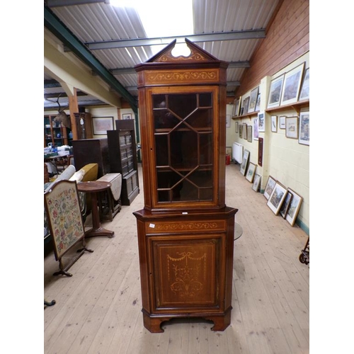 2011 - EDWARDIAN INLAID CORNER CUPBOARD