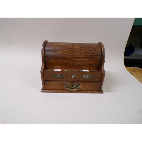 1332 - EARLY 20C TAMBOUR ROLL STATIONERY BOX WITH CALENDAR, 26CM H