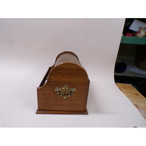 1332 - EARLY 20C TAMBOUR ROLL STATIONERY BOX WITH CALENDAR, 26CM H