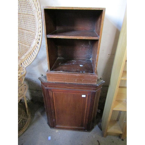 499 - EDWARDIAN CORNER CUPBOARD AND A SMALL CUPBOARD