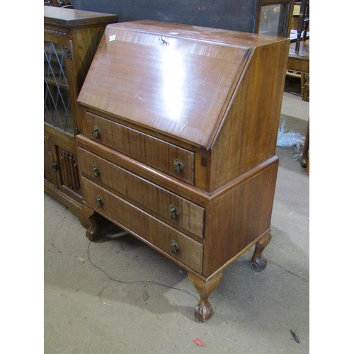 553 - WALNUT AND MAHOGANY BUREAU