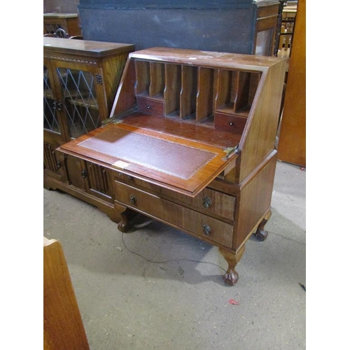 553 - WALNUT AND MAHOGANY BUREAU