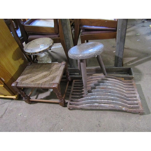 564 - FIRE GRATE, STOOLS, FRAME ETC.