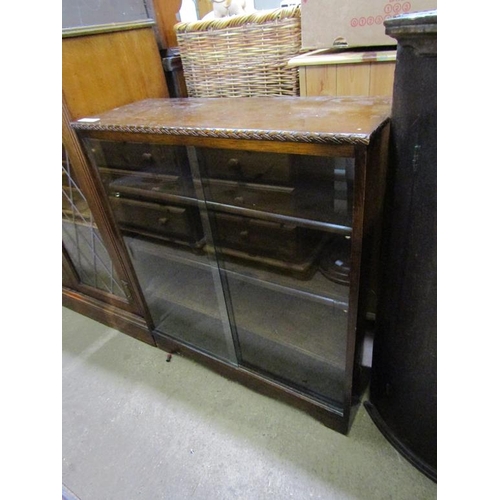 572 - OAK GLAZED BOOKCASE