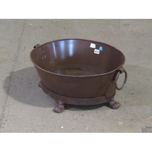 612 - CAST IRON PLANTER WITH RING PULL HANDLES