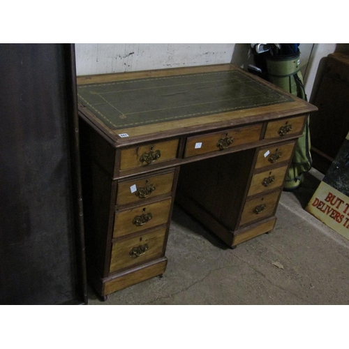 647 - VICTORIAN LEATHER TOP DESK - 108 w x 74.5 h x 62.5 d cms