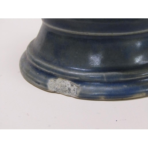 173 - A water jar with dragon handle and spout, blue glazed, possibly Vietnamese 17c, a/f chip to base rim... 