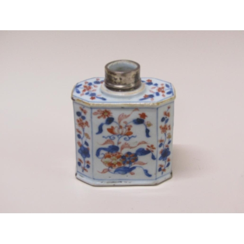 178 - An 18c Chinese porcelain flask decorated with blue and red flowers, 12.5cm h.