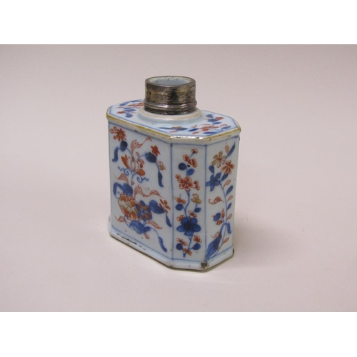 178 - An 18c Chinese porcelain flask decorated with blue and red flowers, 12.5cm h.