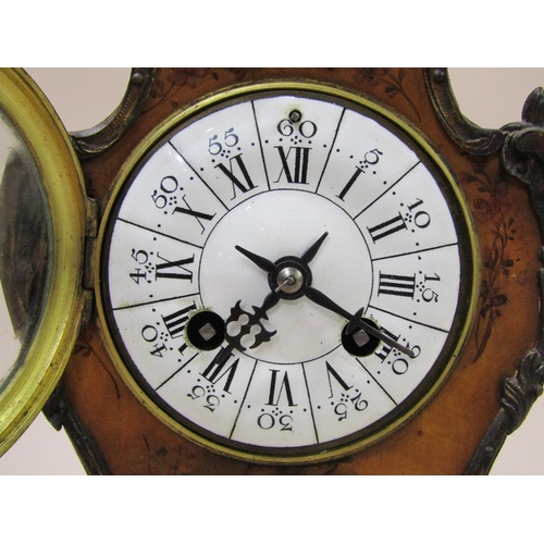 18 - A late 19c French mantel clock in waisted 'Rococo' style case decorated with cast gilt mounts.  The ... 