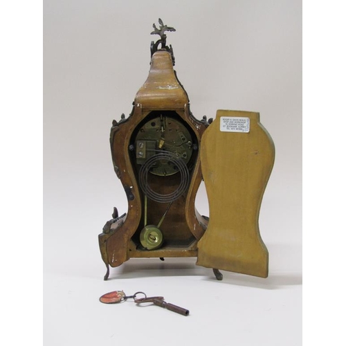 18 - A late 19c French mantel clock in waisted 'Rococo' style case decorated with cast gilt mounts.  The ... 