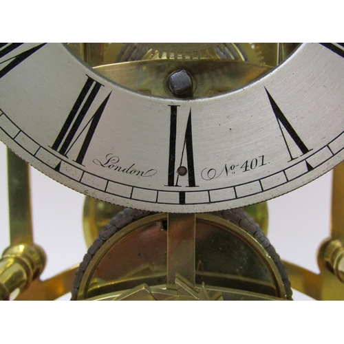 20 - A mid 19c English fusee skeleton clock, the 13cm diam. silvered dial signed T. Cox Savory 47, Cornhi... 