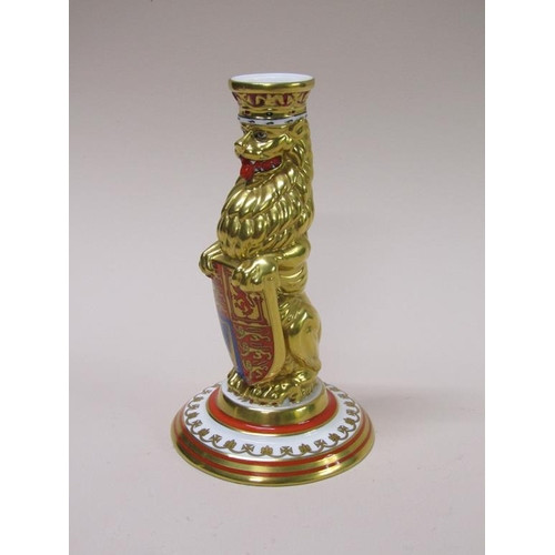 204 - A pair of Minton Queen Elizabeth II candle sticks based on components from the original Queens Coron... 