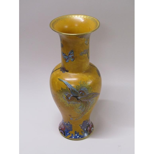 207 - An early 20c Carltonware vase, decorated on a matt orange, yellow ground, Chinese bird and cloud pat... 