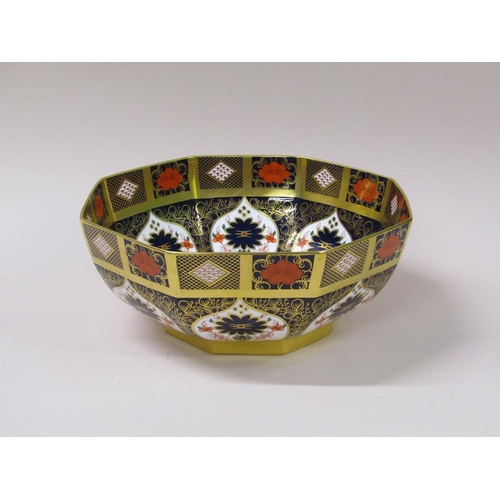 214 - A Royal Crown Derby Imari fruit bowl of octagonal form, pattern 1182, first quality, 28cm w.