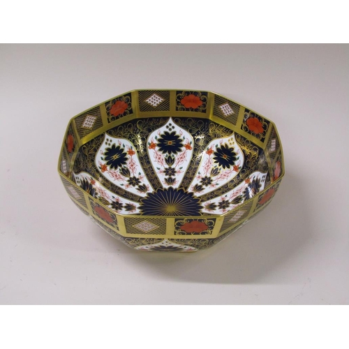 214 - A Royal Crown Derby Imari fruit bowl of octagonal form, pattern 1182, first quality, 28cm w.