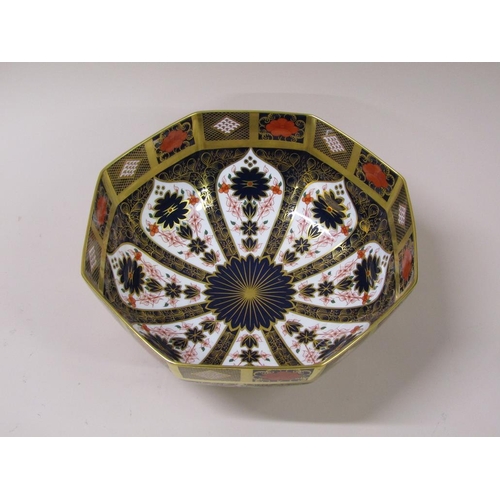 214 - A Royal Crown Derby Imari fruit bowl of octagonal form, pattern 1182, first quality, 28cm w.