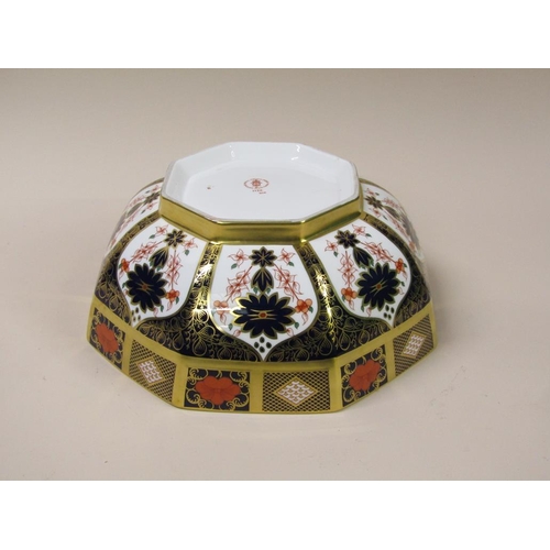 214 - A Royal Crown Derby Imari fruit bowl of octagonal form, pattern 1182, first quality, 28cm w.