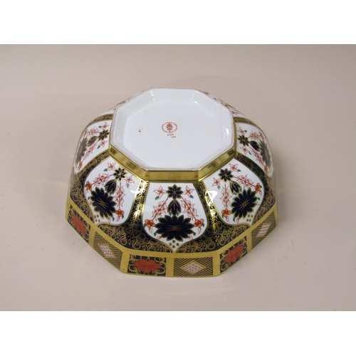 214 - A Royal Crown Derby Imari fruit bowl of octagonal form, pattern 1182, first quality, 28cm w.