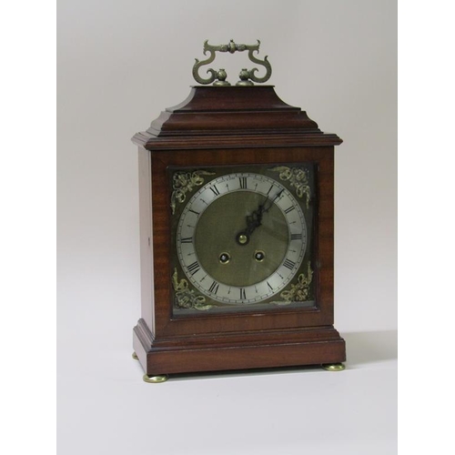 22 - An early 20c mahogany cased bracket clock, the 20cm square brass dial signed Mappin and Webb London ... 