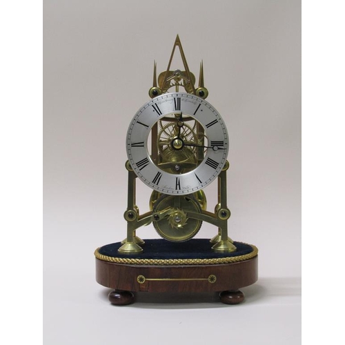 23 - A mid 19c English fusee skeleton clock, the 13cm diam silvered dial signed T. Cox Savory, 47 Cornhil... 