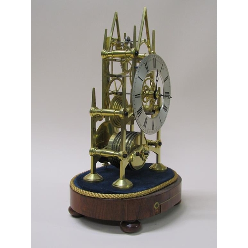 23 - A mid 19c English fusee skeleton clock, the 13cm diam silvered dial signed T. Cox Savory, 47 Cornhil... 