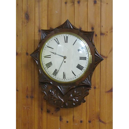 27 - A mid 19c English fusee trunk dial in mahogany case with attractive star shaped surround and applied... 