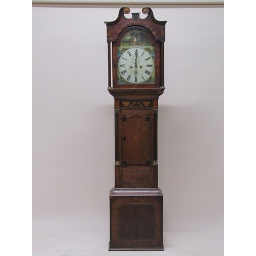 30 - A mid 19c eight day longcase clock, the 33cm arched painted dial signed John Wilson, Nuneaton and ha... 